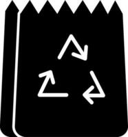 Black and White recycling paper bag icon or symbol. vector