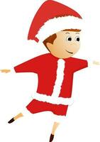 Cute boy character in santa dress. vector