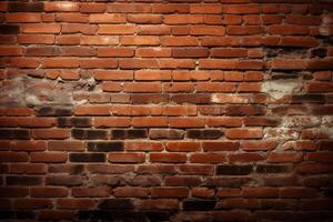 Old brick wall with peeling paint. Abstract grunge background. Vintage brick wall texture background photo