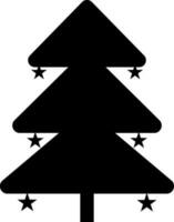 Black stars decorated christmas tree. vector