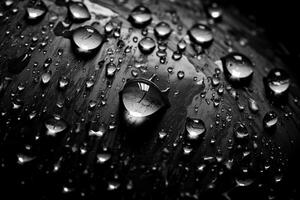 Water droplets on a black and white background. Macro photography photo