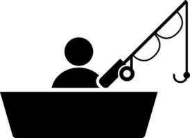 Flat style fisherman icon in Black and White color. vector