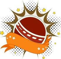 Red ball with orange ribbon for Cricket. vector