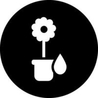 Black and White illustration of flower plant with water drop icon. vector