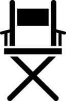 Folding chair glyph icon in flat style. vector