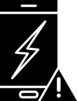 Mobile battery warning symbol in smartphone icon. vector