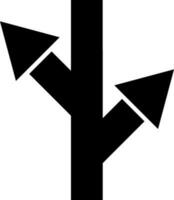 Split arrow icon in black color. vector