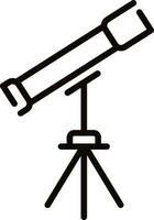 Telescope icon in black line art. vector