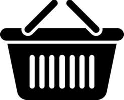 Black and White illustration of basket icon. vector