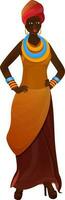 Character of an african lady in her traditional costume. vector