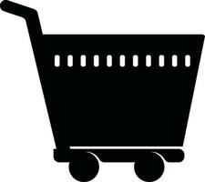 Shopping Cart or Trolley glyph icon in flat style. vector