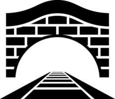 Railway tunnel icon in Black and White color. vector