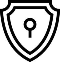 Black line art illustration of shield lock icon. vector