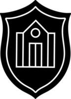 Black and White home symbol in security shield icon. vector