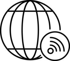 World internet connection icon in line art. vector