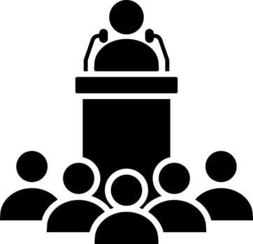 Discourse or speaker glyph icon in flat style. vector