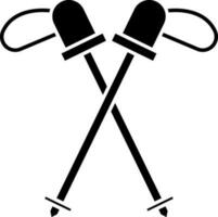 Ski stick icon or symbol in flat style. vector