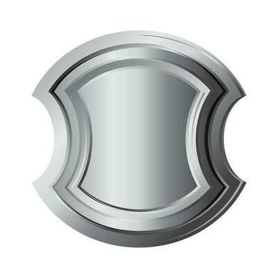 Illustration of a glossy silver shield.