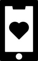 Heart symbol on smartphone screen icon. vector