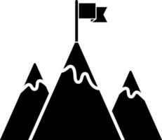 Vector illustration of mountain with flag icon.
