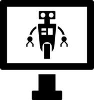 Robot controlled by computer icon vector