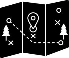 Black and White map navigation glyph icon. vector