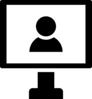 User in laptop screen glyph icon. vector