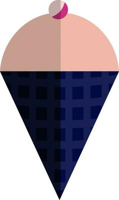 Ice cream cone icon in blue and pink color.
