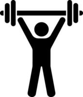 Man weight lifting with dumbbell glyph icon. vector