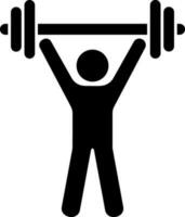 Man weight lifting with dumbbell glyph icon. vector