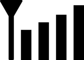 Black and White illustration of filtering graph icon. vector