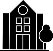 Black and White mansion icon in flat style. vector