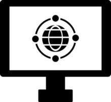 Vector illustration of globe on desktop screen icon.