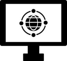 Vector illustration of globe on desktop screen icon.