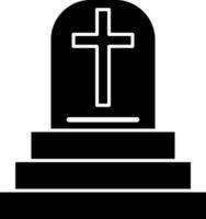plano estilo lápida sepulcral icono en negro y blanco color. vector