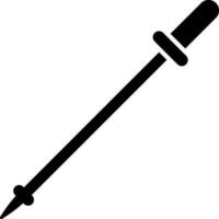 Flat style ski stick icon in black color. vector