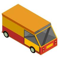3d isometric truck in orange and red color. vector