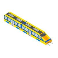 Isometric design of bullet train in yellow and grey color. vector