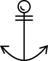 Black line art anchor in flat style. vector