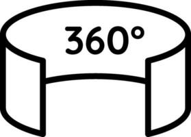 360 panorama icon in black line art. vector