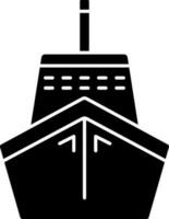 Black and White ship in flat style. Glyph icon or symbol. vector