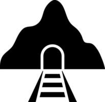 Railway mountain tunnel icon in Black and White color. vector