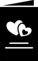 Black and White love or greeting card icon in flat style. vector