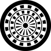 Black and White illustration of roulette wheel icon. vector