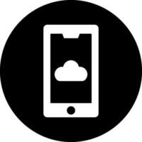 Cloud app in smartphone icon in Black and White color. vector