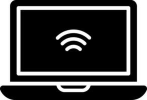 Vector illustration of WiFi connected laptop flat icon.