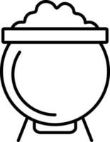 Cauldron in black line art illustration. vector