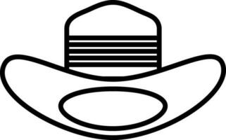 Black line art hat in flat style. vector