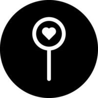 Black and White illustration of heart searching icon. vector