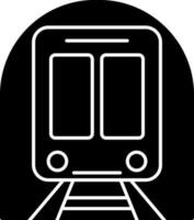 Black and White train in flat style. Glyph icon or symbol. vector